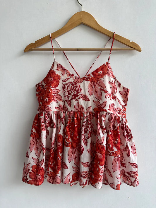 Noodle Strap Top (Floral Red)