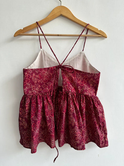 Noodle Strap Top (Floral Red)