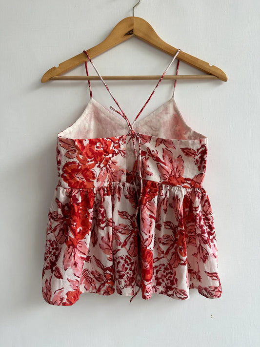 Noodle Strap Top (Floral Red)