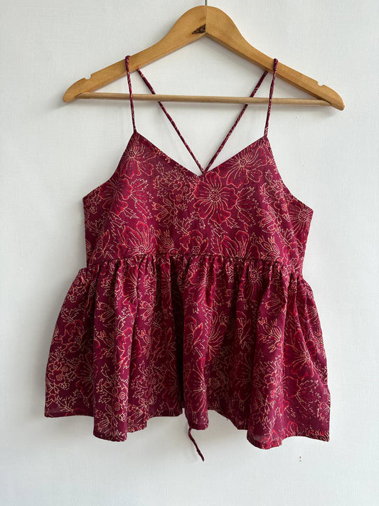 Noodle Strap Top (Floral Red)